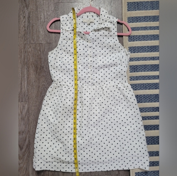 🌸 $10 SALE Ann Taylor Loft Polka Dot Linen Sleeveless Shirt Dress Black White 4 - Picture 10 of 10